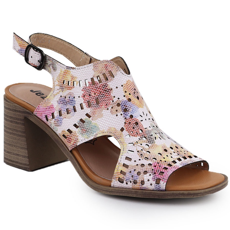 Women's openwork women's sandals with flowers Jezzi 24125 pink
