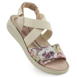 Women's comfortable sandals for Velcro beige Jezzi 24142