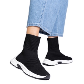 Black sports sneakers boots with a sock upper