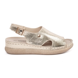 Goodin Golden flat sandals with a buckle