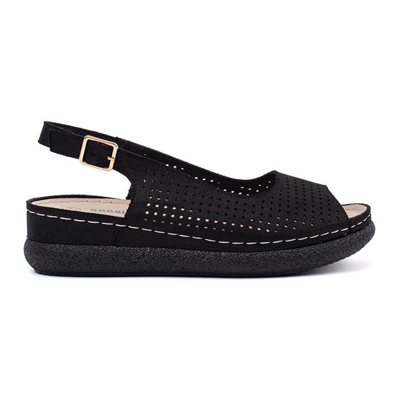 Goodin Black comfortable openwork sandals