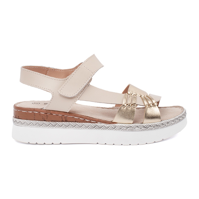Goodin Beige sandals on a platform with a metallic decoration Goodin Beige sandals on a platform with a metallic decoration