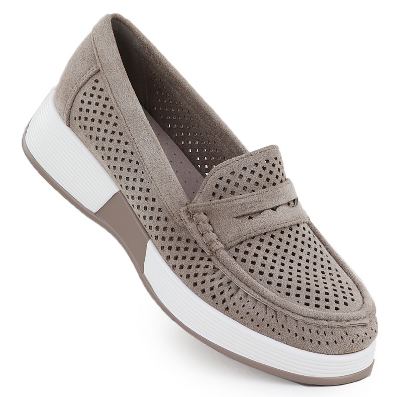 Women's openwork shoes on the Sergio Leone 095H gray platform grey