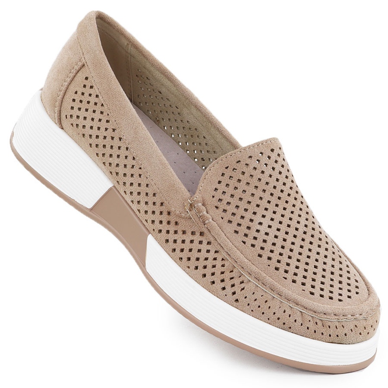 Women's openwork shoes on the Sergio Leone 094H beige platform