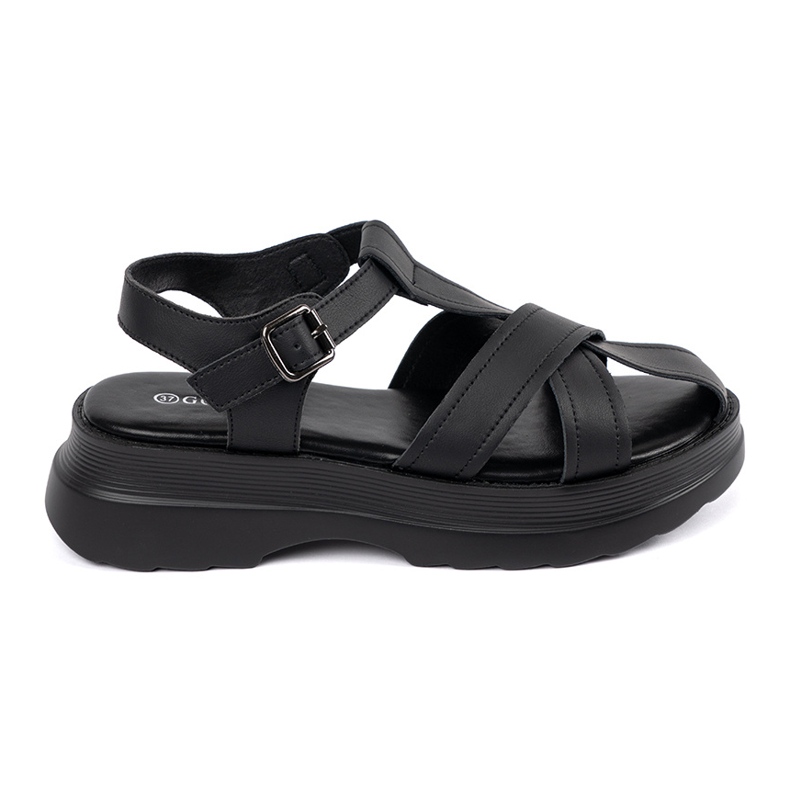 Goodin Black sandals on a thick sole