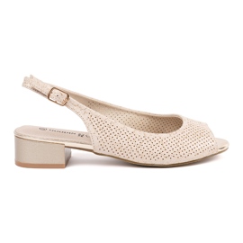 Goodin Low -heeled openwork sandals beige