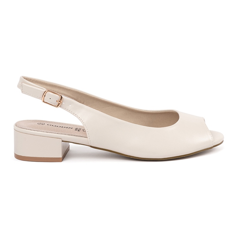 Light -bearing elegant low -heeled goodin sandals beige