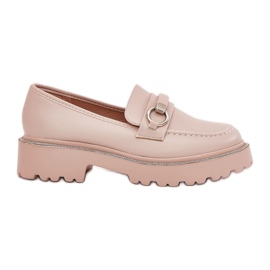 Women's loafers decorated with zircons beige