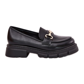 Women's loafers with golden detail eco leather black Women's loafers with golden detail eco leather black