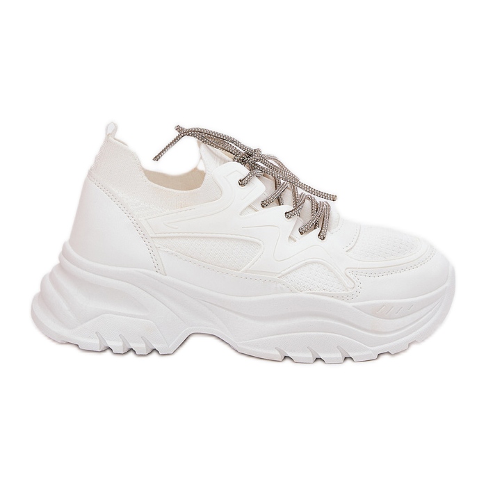 Women's sneakers on a decorative platform white lacing