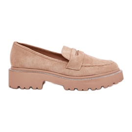 Women's eco moccasins with khaki zircons beige