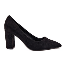 Eco suede pumps on the pillar black Eco suede pumps on the pillar black