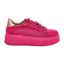 Women's sneakers on the platform with teddy bear fuchsia pink Women's sneakers on the platform with teddy bear fuchsia pink