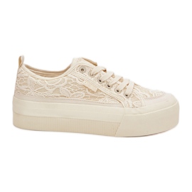 Big star rr274746 women's lace sneakers beige