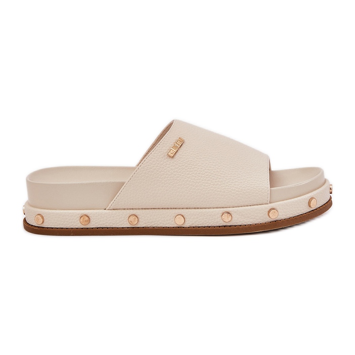 Women's flip flops on the platform with big star rr274215 beige