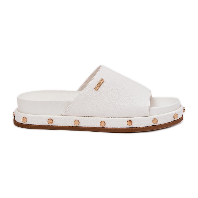 Women's flip flops on the platform with big star rr274216 white studs