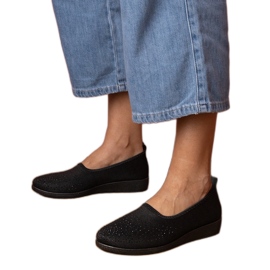 Black women's sneakers with zircons