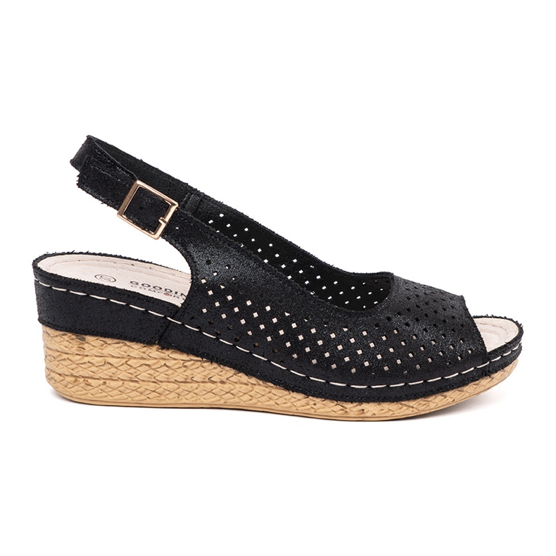 Goodin Black openwork wedge sandals Goodin Black openwork wedge sandals