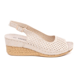 Goodin Beige openwork wedge sandals