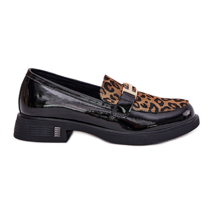 Leather varnished moccasins leopard Vinceza 66790 black Leather varnished moccasins leopard Vinceza 66790 black