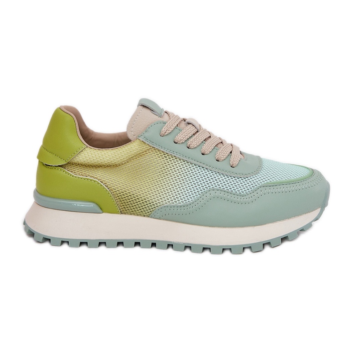 Leather sports shoes with Vinceza 66775 women's mesh green Leather sports shoes with Vinceza 66775 women's mesh green