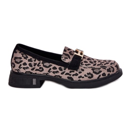 Suede moccasins women's Vinceza 66792 gray leopard print grey