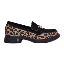 Suede moccasins women's Vinceza 66791 black leopard print