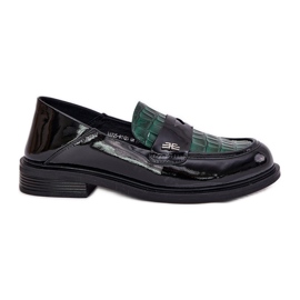 Painted Vinceza Women's Leather Moccasins 91125 Green-Black