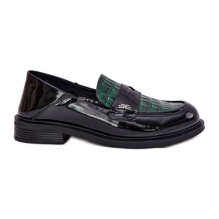 Painted Vinceza Women's Leather Moccasins 91125 Green-Black Painted Vinceza Women's Leather Moccasins 91125 Green-Black