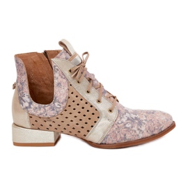 Leather boots Maciejka boots 05541-04 beige-gold Leather boots Maciejka boots 05541-04 beige-gold