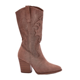 S.Barski Cowboy boots openwork boots on the S. Barski HY51-606 post brown