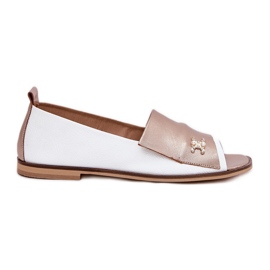 Leather elegant ballerinas with bare fingers Zazoo 1865 white and gold Leather elegant ballerinas with bare fingers Zazoo 1865 white and gold