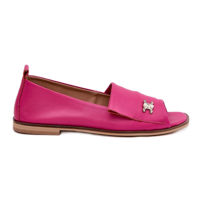 Leather elegant ballerinas with bare fingers Zazoo 1865 fuchsia pink