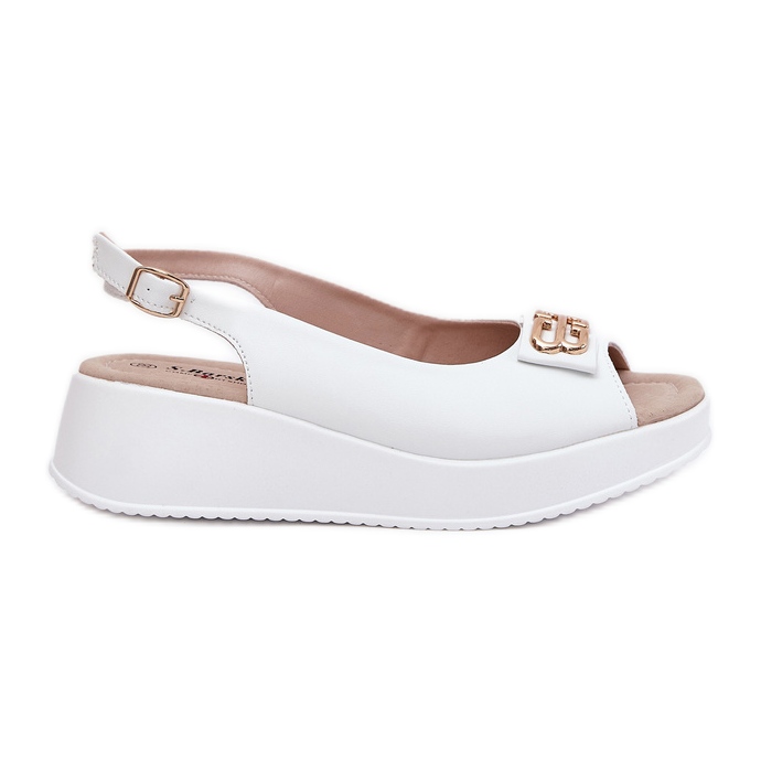 S.Barski Women's leather sandals with a decorative detail S. Barski LR51-593 White