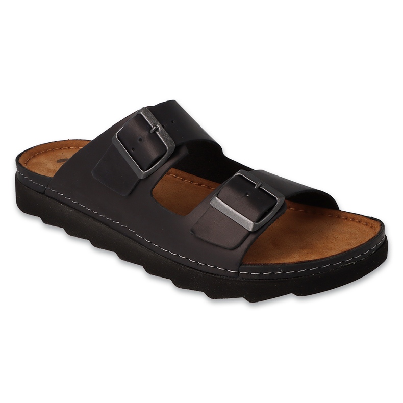 Inblu men's leather slippers 158M021 black
