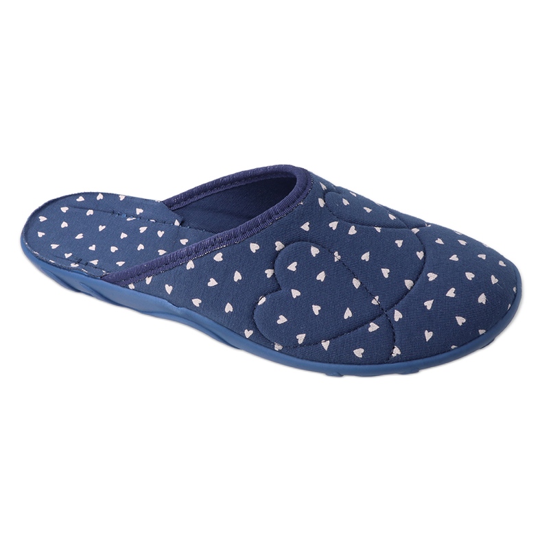 Befado women's slippers 235D195 blue with hearts Befado women's slippers 235D195 blue with hearts