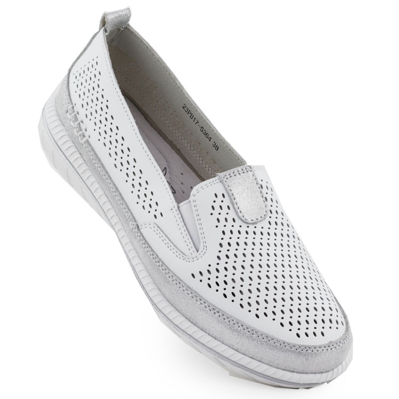 Evento Women's openwork leather shoes white event 5634