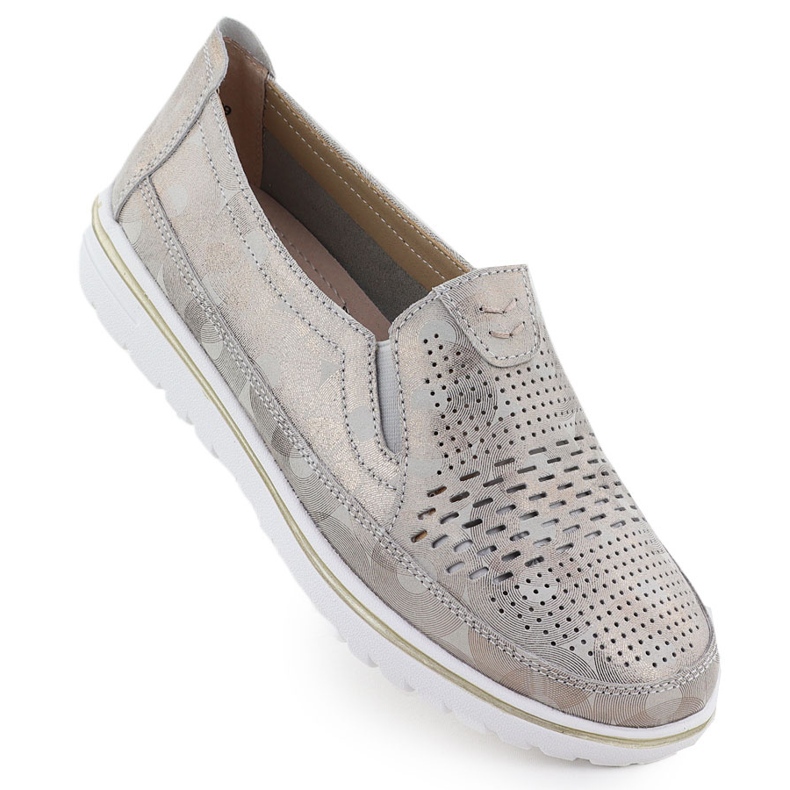Evento Women's leather shoes openwork golden event 1653