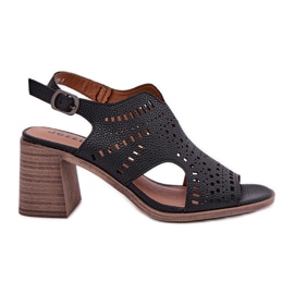 Openwork women's sandals on the pillar black Openwork women's sandals on the pillar black