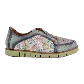 Women's leather shoes patterned maciejka 06784-09 green Women's leather shoes patterned maciejka 06784-09 green