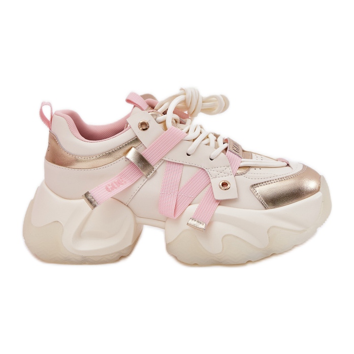 Women's leather sneakers on a massive sole Goe RR2N4031 beige