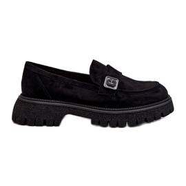 Vinceza Women's Eco-Elendary Black Moccasins with a decorative belt and a leather insert