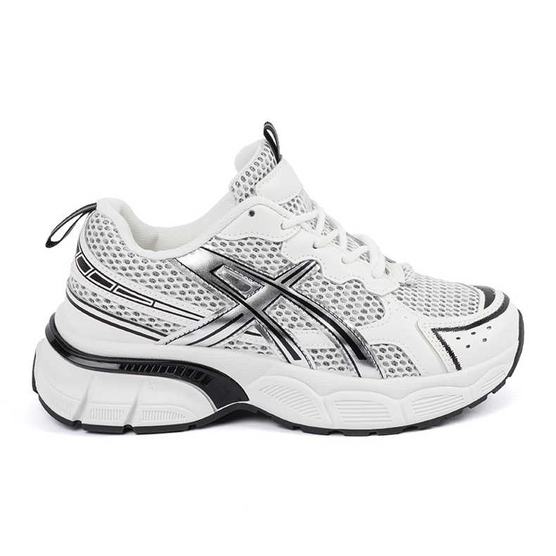 Sportowe white and white sneakers with mesh