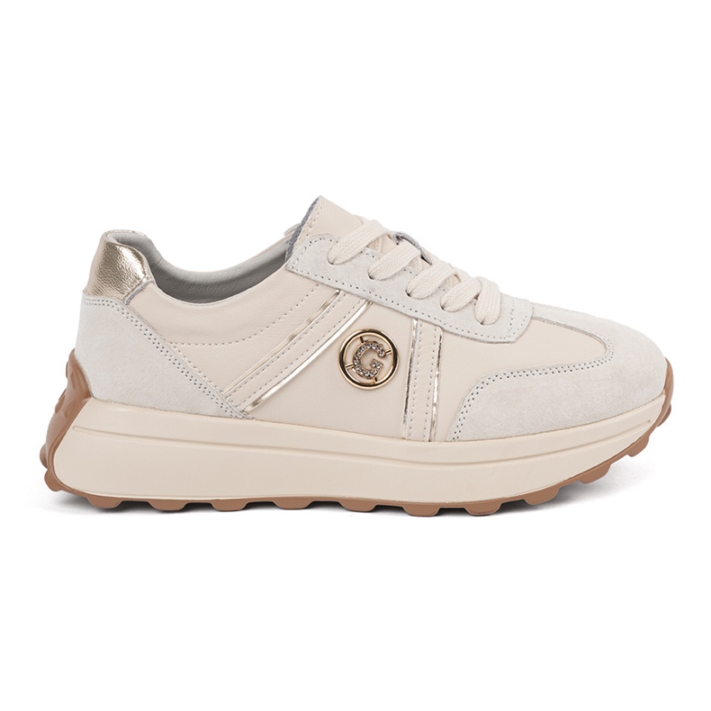 Goodin Beige leather sneakers on a thick sole