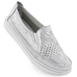 Evento Women's leather shoes openwork silver event 1653