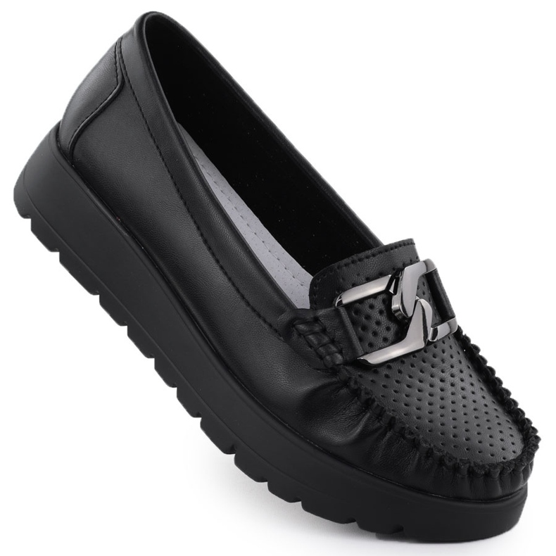 Leather loafers on a thick sole black Filippo 6827 Leather loafers on a thick sole black Filippo 6827