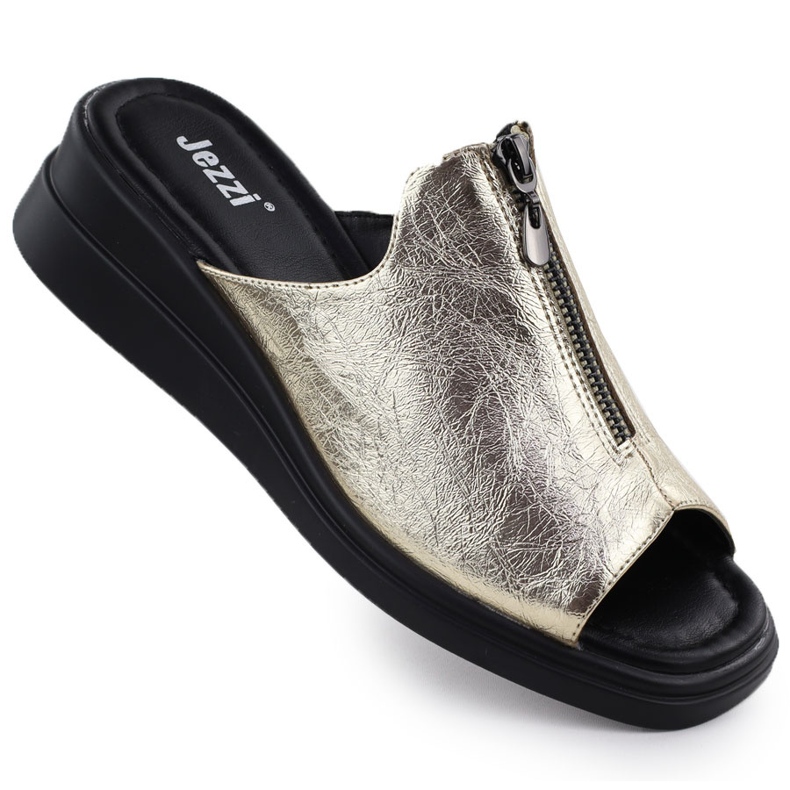 Women's flip flops for metallic metallic Jezzi asa266-2 golden
