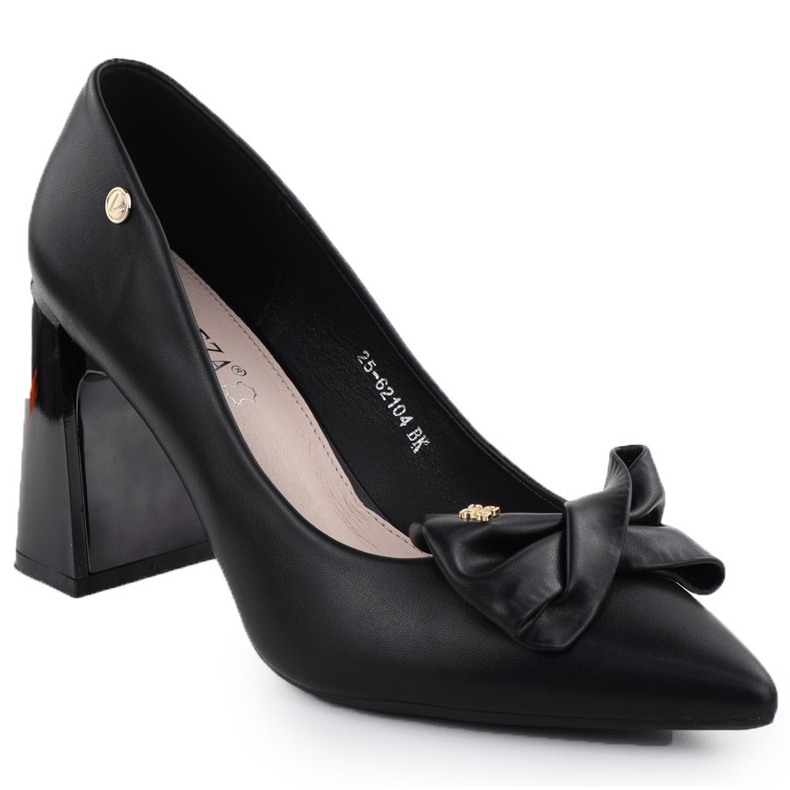 Women's pumps on a decorative post with a black Vinceza 62104 bow