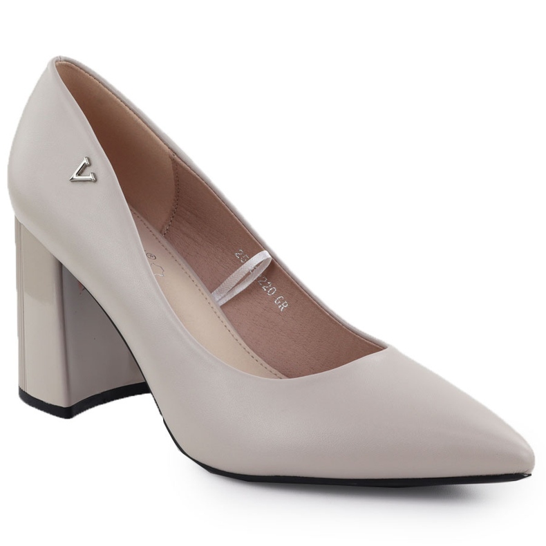 Women's pumps on a decorative gray pillar Vinceza 62220 grey