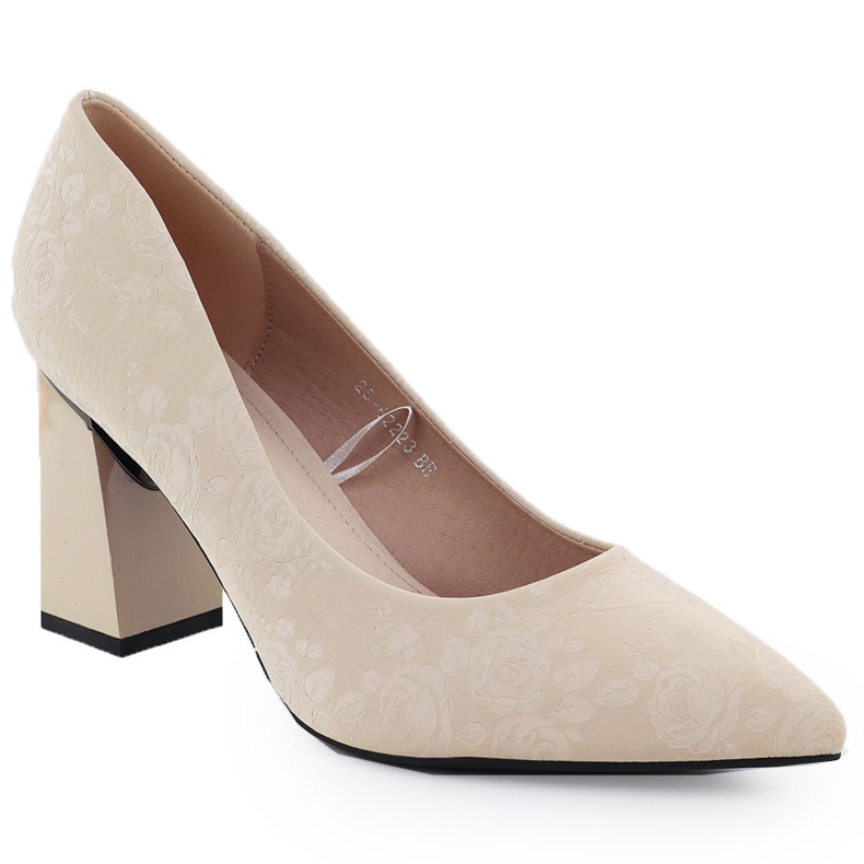 Women's pumps with flowers on the Vinceza 62223 beige post